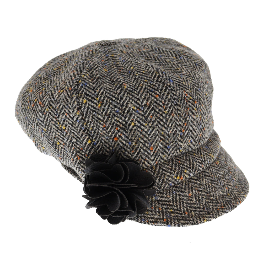 Herringbone 100% Wool Ladies Bakerboy Cap