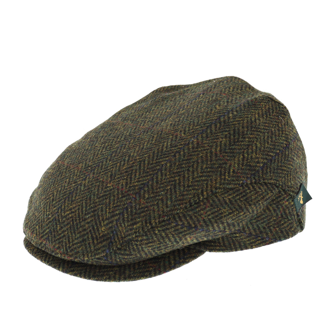 Trinity Wool Flat Cap In Green