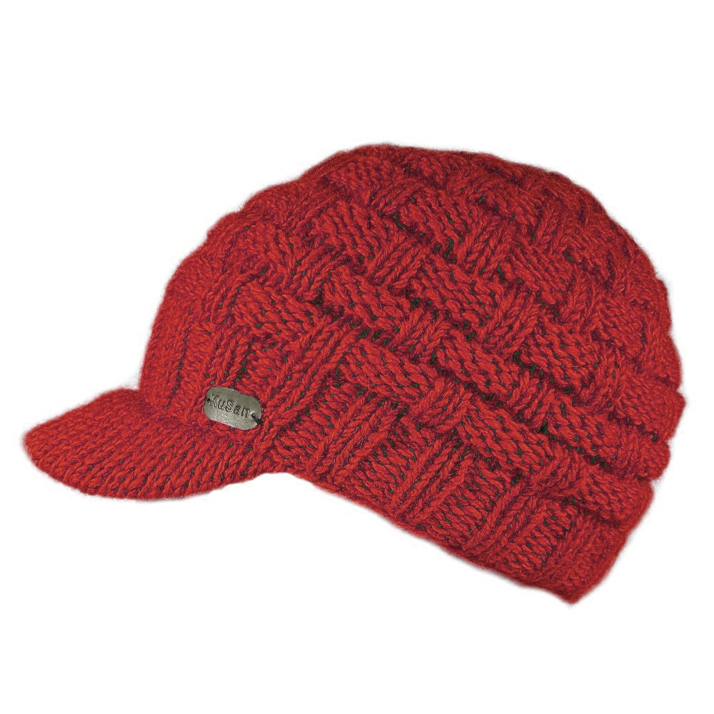 Kusan Peaked Beanie Cap Red