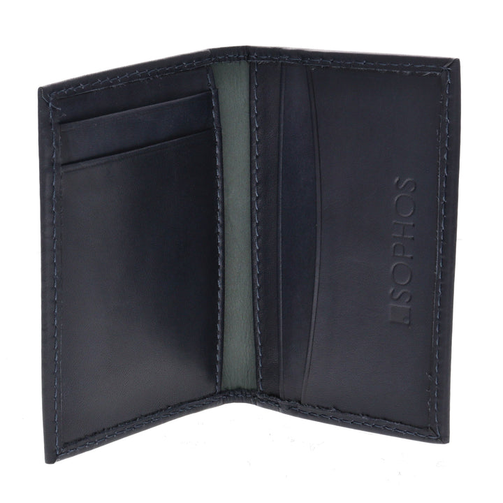 Navy Leather Card Holder Wallet