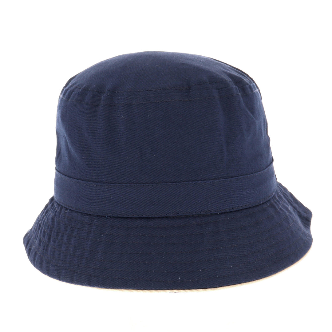 Navy Cotton Bucket Sun Hat With Stone Piping