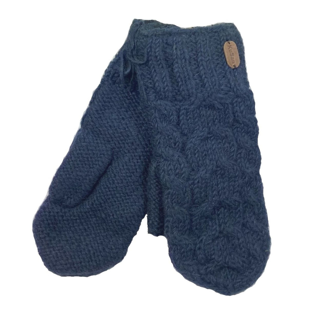 Kusan Cable Knit Mittens Navy (PK2228)