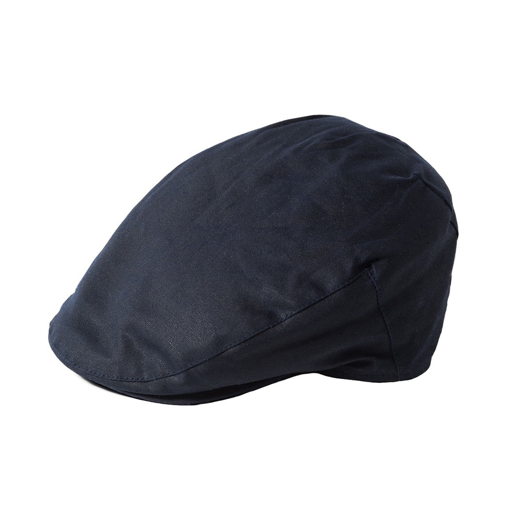 Failsworth Waxed Cotton Flat Cap In Navy