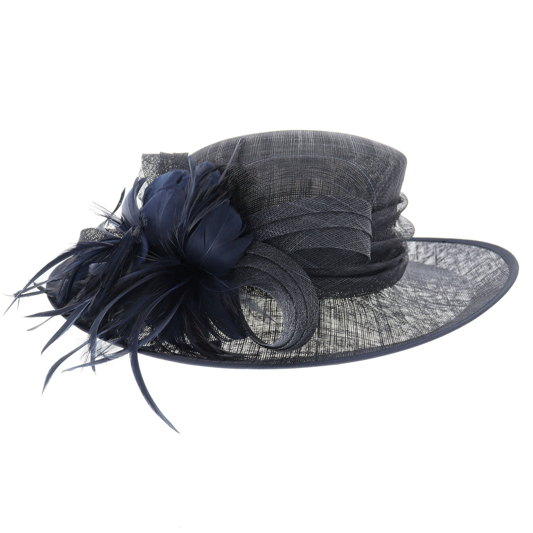 Wide Brim Sinamay Wedding Hat Navy