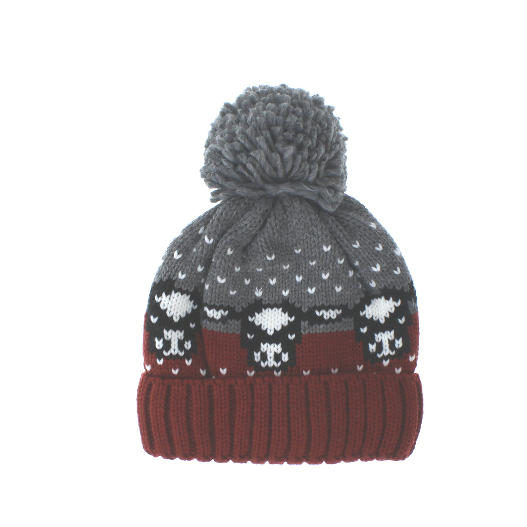 Cow Bobble Hat Red