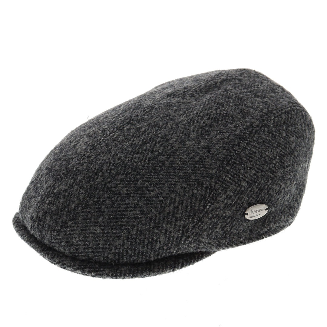 Whiteley Woven Wool Flat Cap In Pewter (M113)