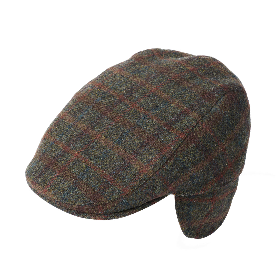 Failsworth Oban Earflap Checked Wool Cap Green