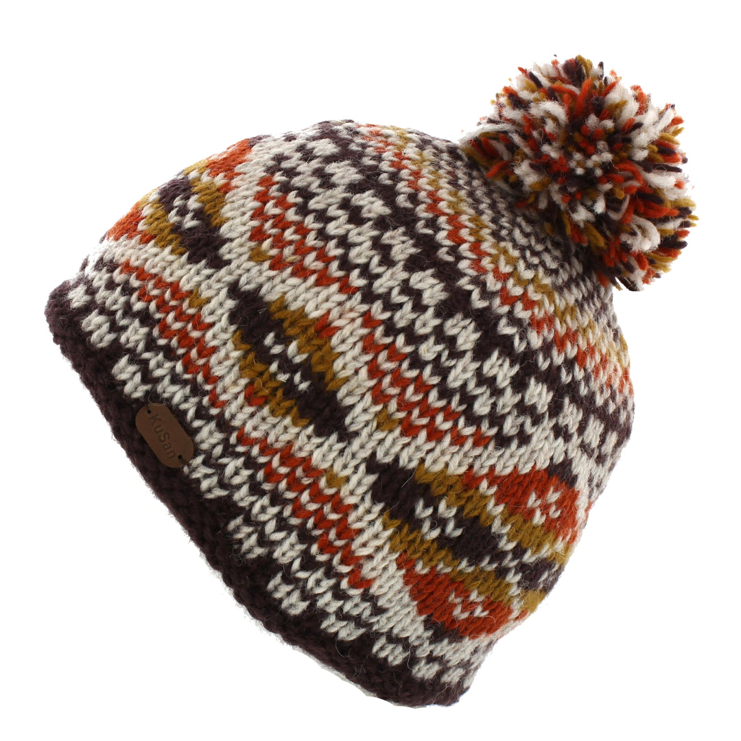Kusan Wool Bobble Hat Orange