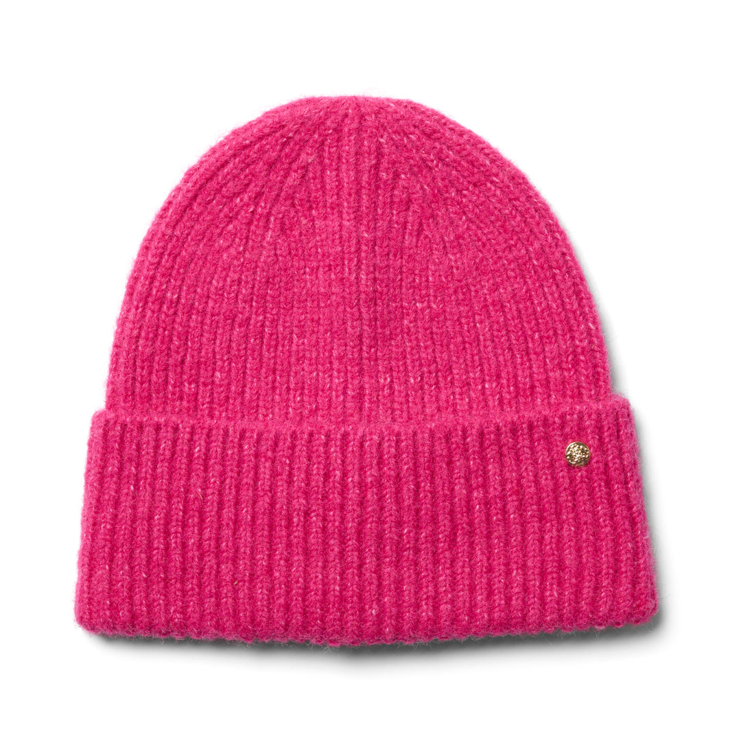 Pippa Ribbed Turn Up Beanie Hat From Failsworth In Fuchsia