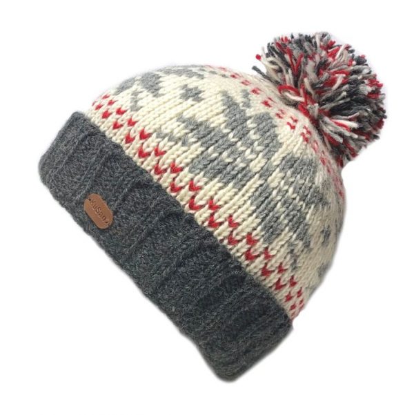 Kusan Snowflakes Bobble Hat White
