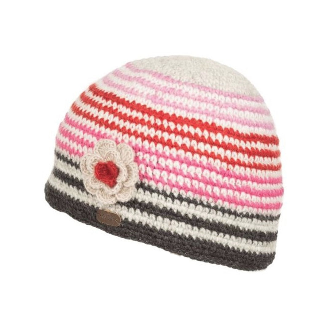 Kusan Beanie Hat With Removable Crochet Flower Brooch Pink (PK1621)