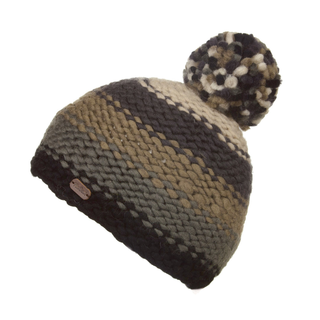 Kusan Moss Yarn Bobble Hat Black/Grey (PK1634)