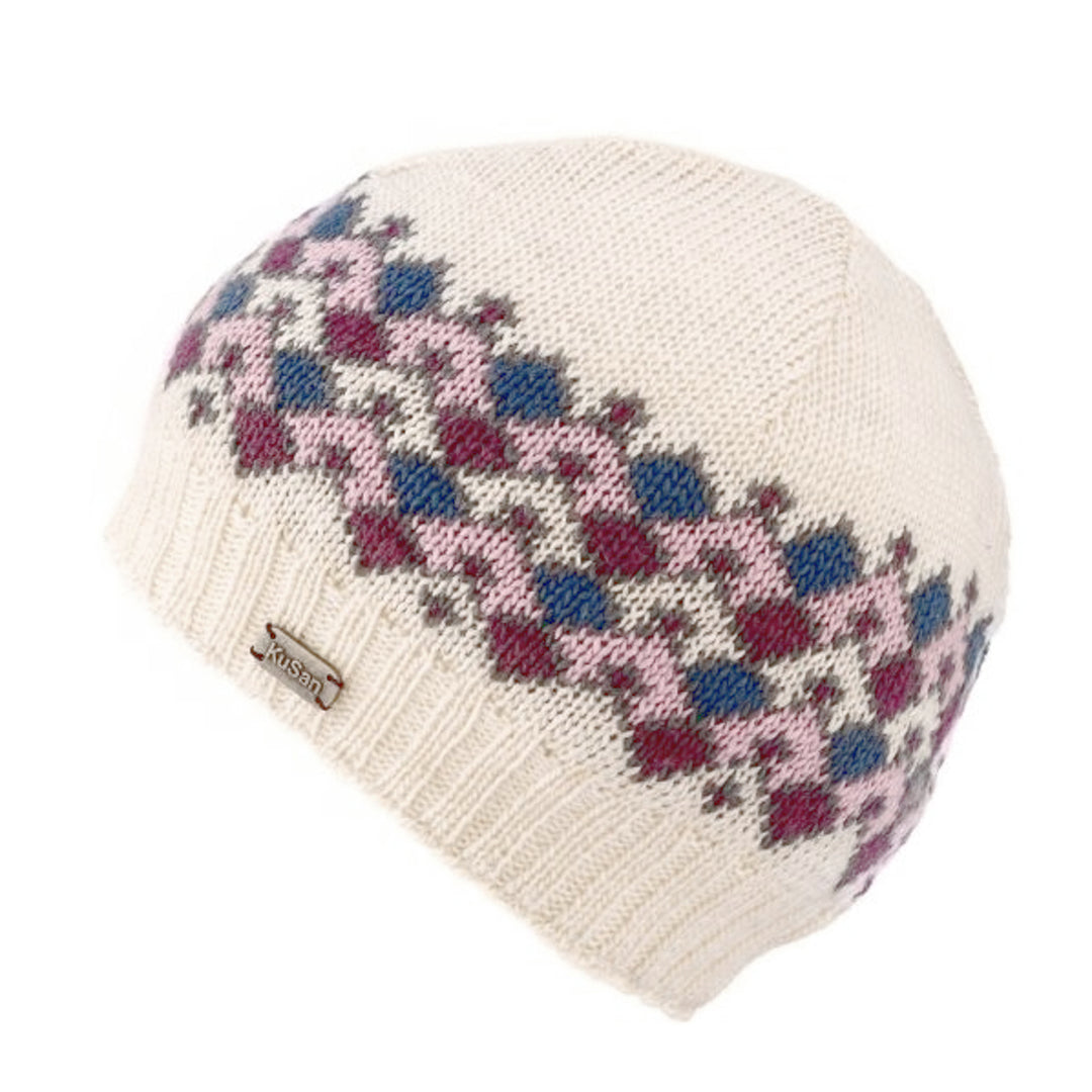 Kusan Fine Gauge Wool Beanie Hat White