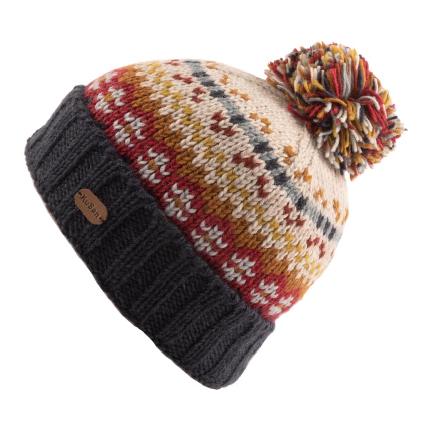 Kusan Wool Bobble Hat Navy