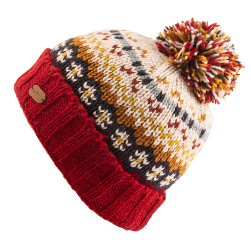 Kusan Wool Bobble Hat Red