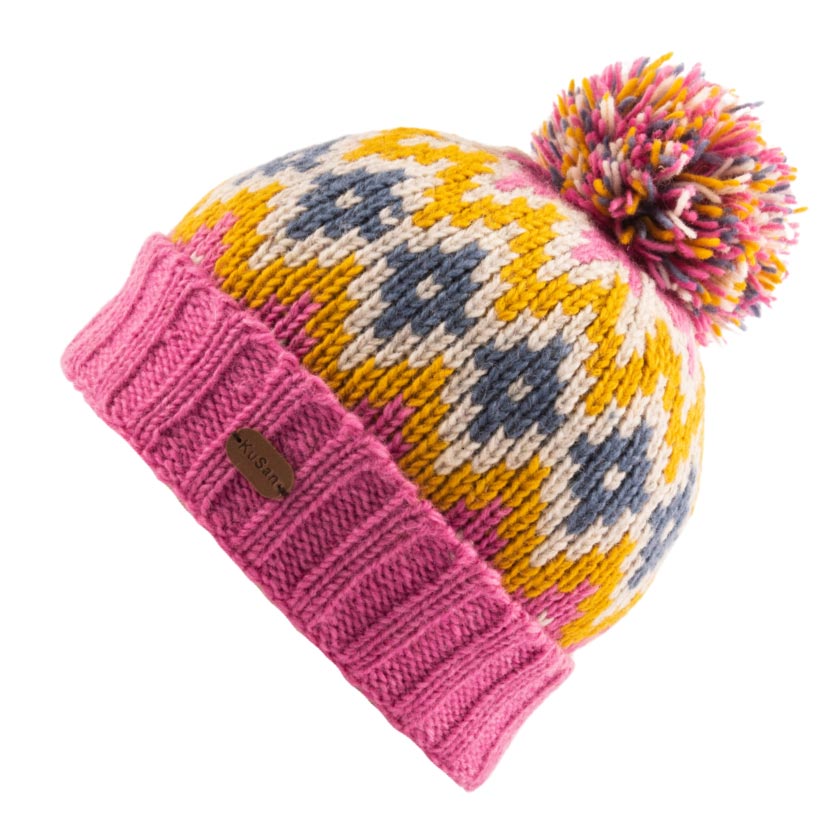 Kusan Turn Up Bobble Hat Pink(PK2201)