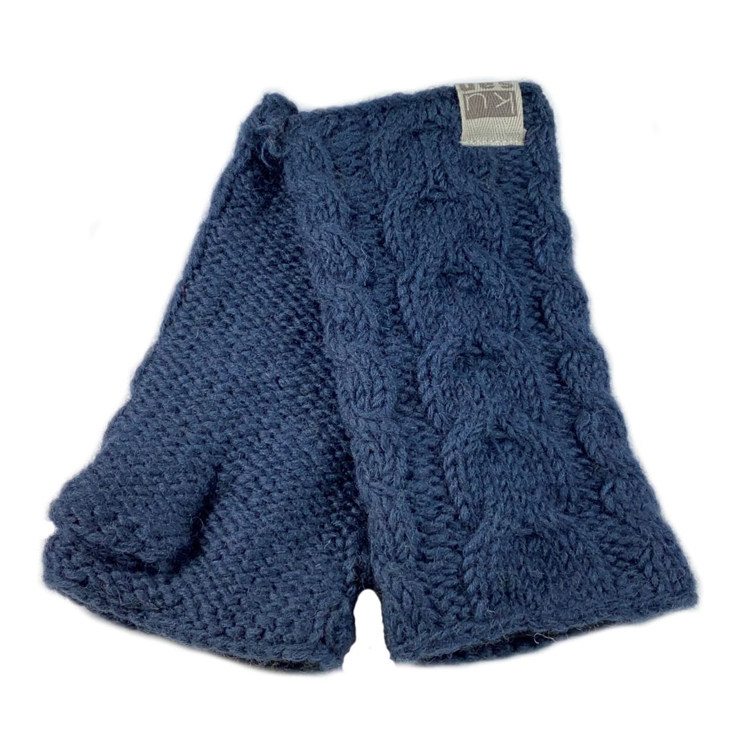 Kusan Cable Knit Wool Handwarmers Navy