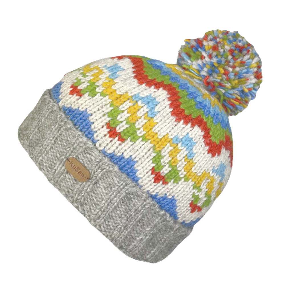 Kusan Wool Bobble Hat Grey/Orange (PK2256)
