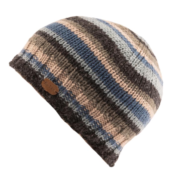 Kusan Wool Striped Beanie Blue
