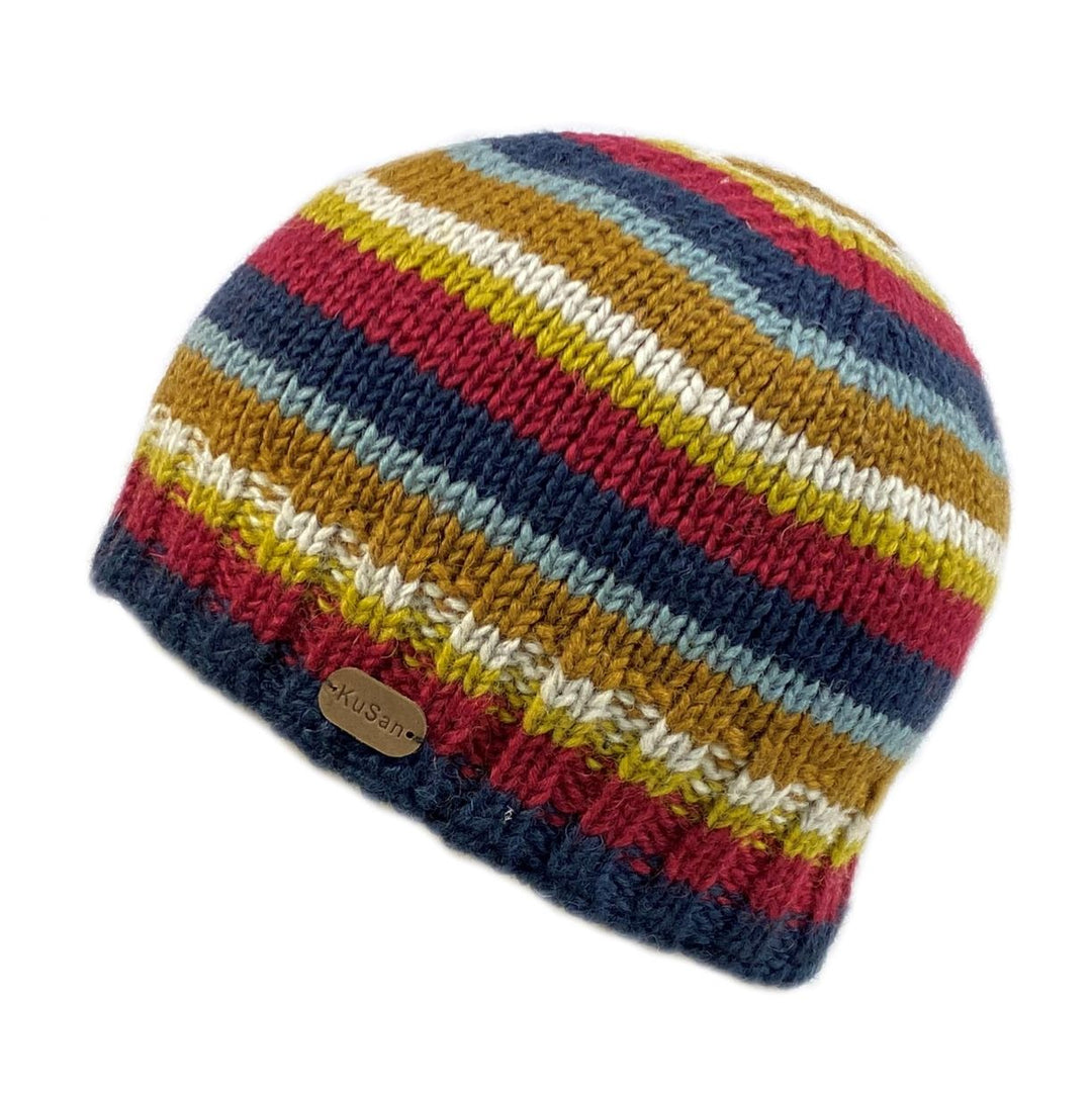 Kusan Brooklyn Knitted Striped Beanie Navy/Yellow