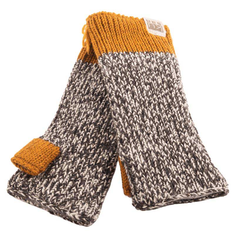 Kusan Grey Marl Wool Handwarmers with Mustard Cuff (PK2326)