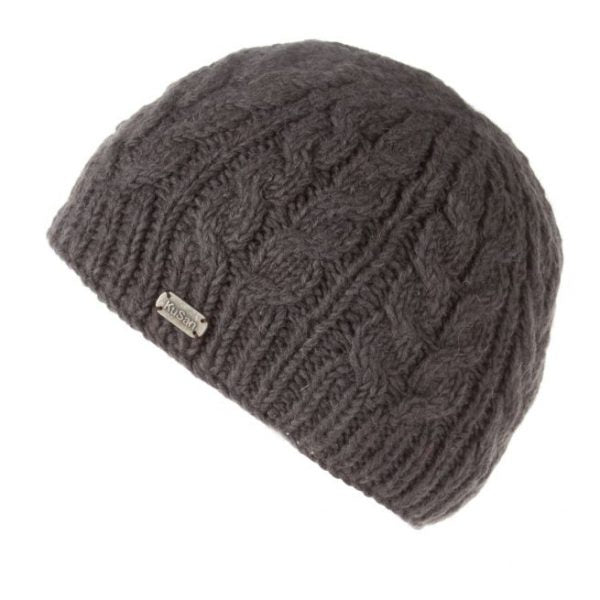 Kusan Cable Knit Beanie Hat Charcoal