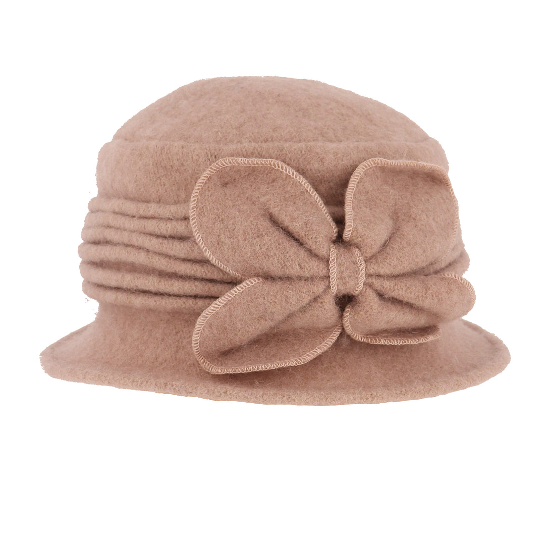 Pink Wool Pull On Cloche Hat
