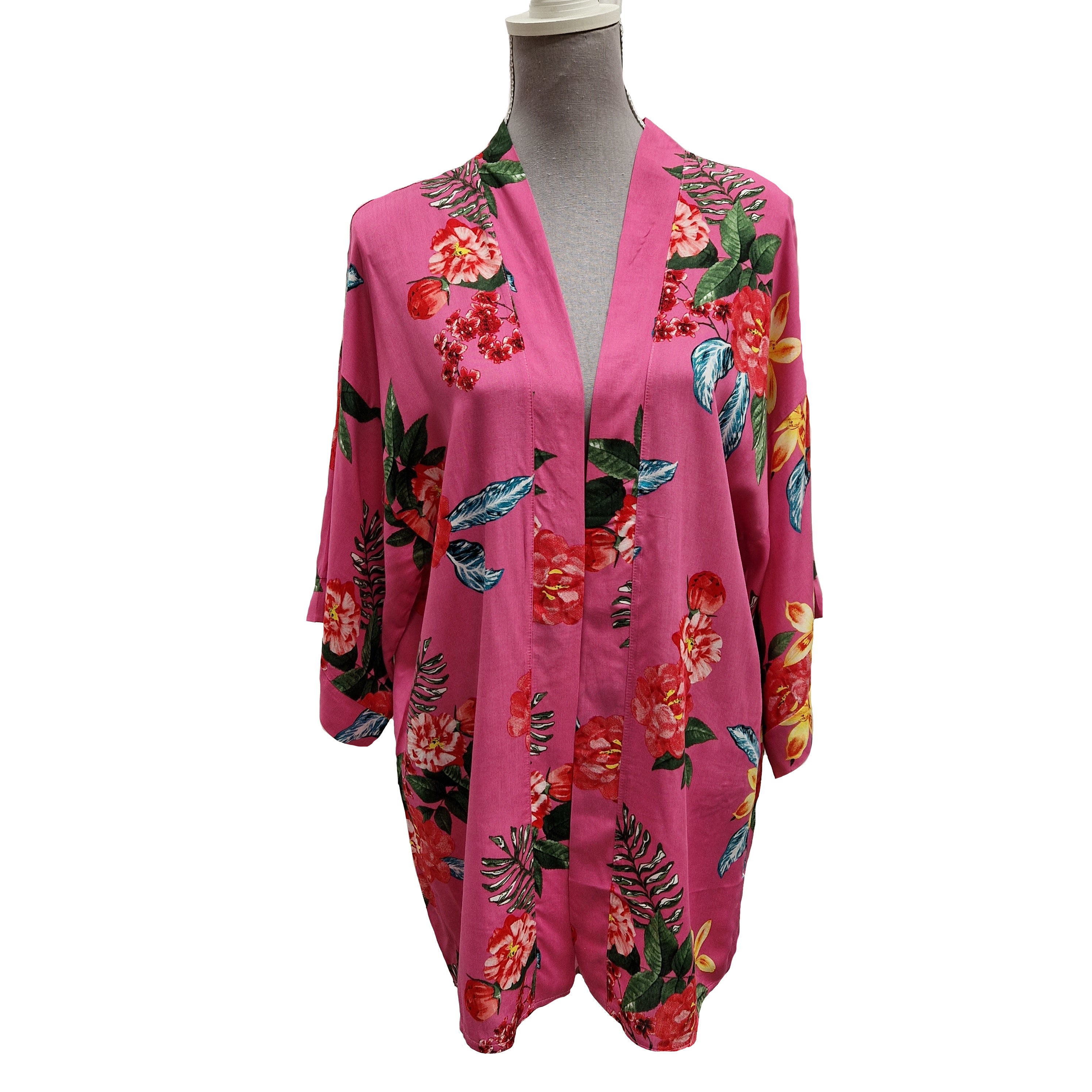 Hot Pink Kimono Wrap Cover Up Kaftan Beach Slip Wrap Robe The Hat Company