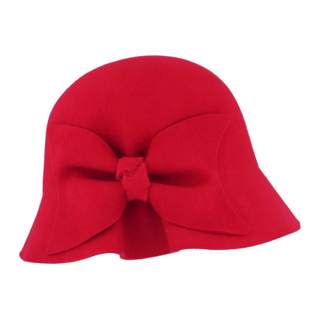 Red Bow Wool Cloche Hat From Fischer Accessories