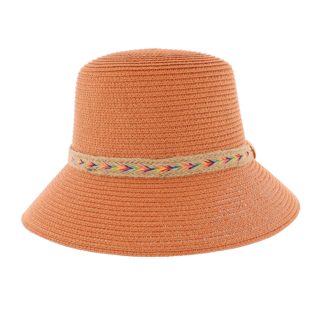 Ladies Down Brim Summer Straw Hat in Rust