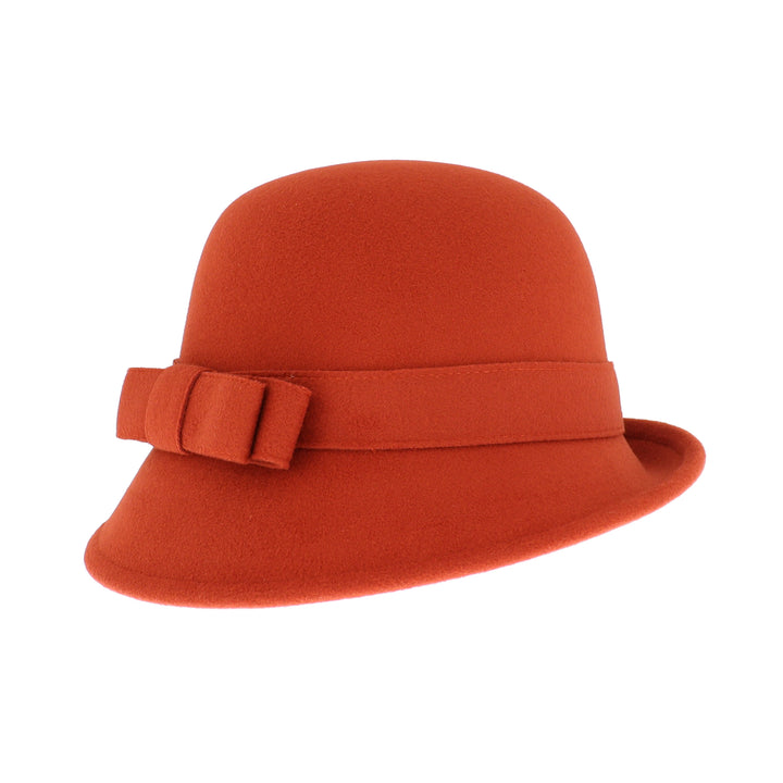 Ladies Cloche With Bow Rust