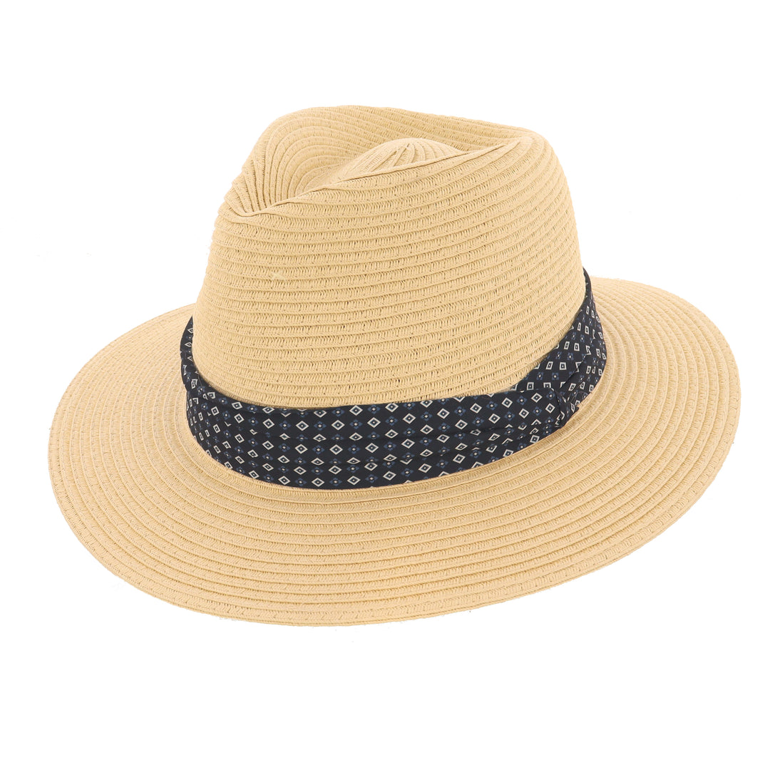 Men's Summer Straw Hat With Navy/Blue Band