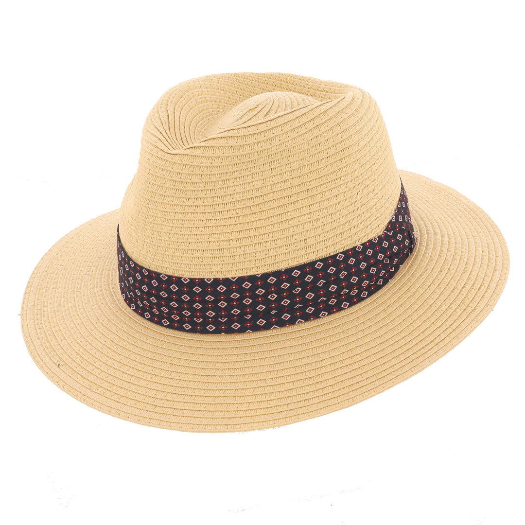 Men's Summer Straw Hat With Navy/Red Band