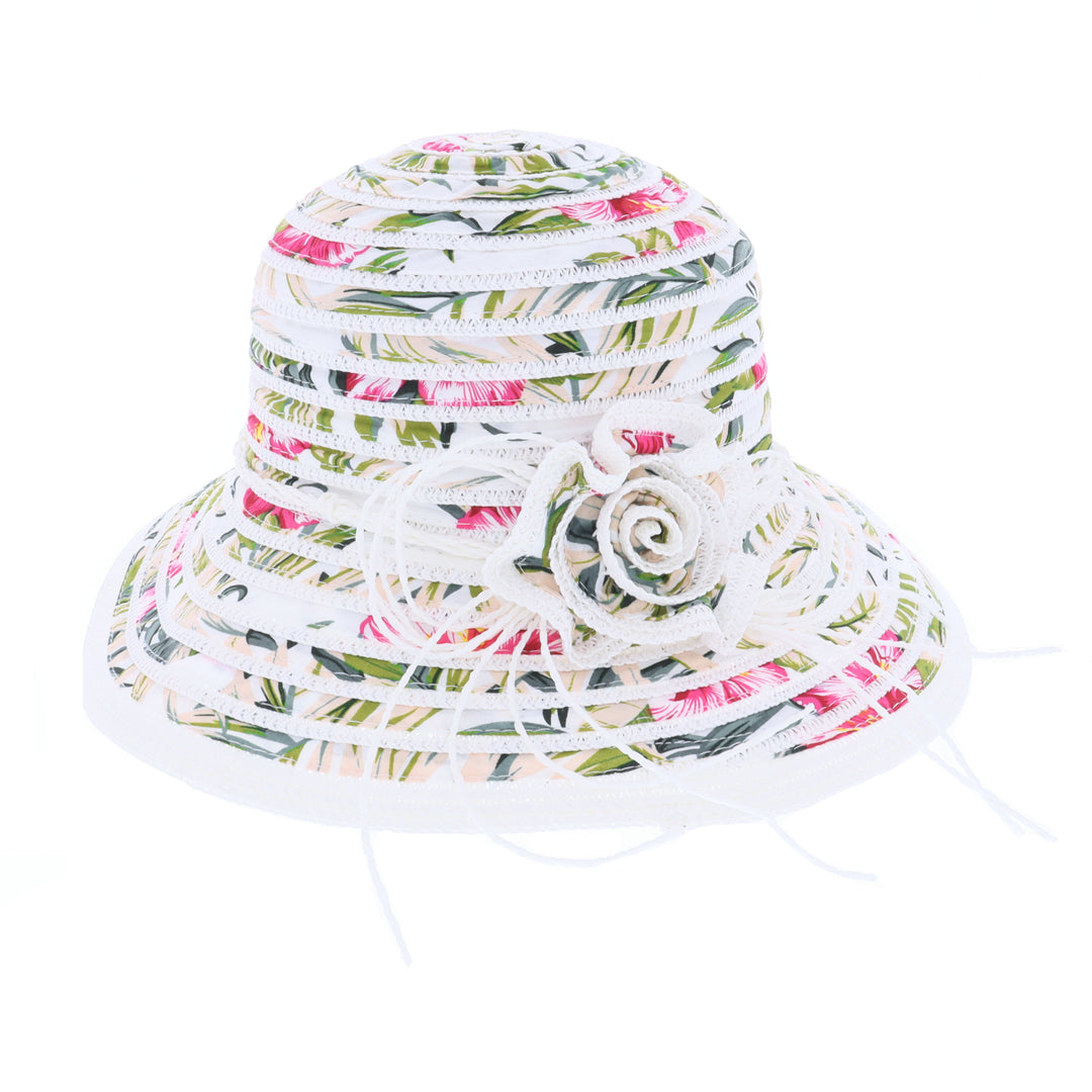 Ladies Down Brim Floral Sun Hat