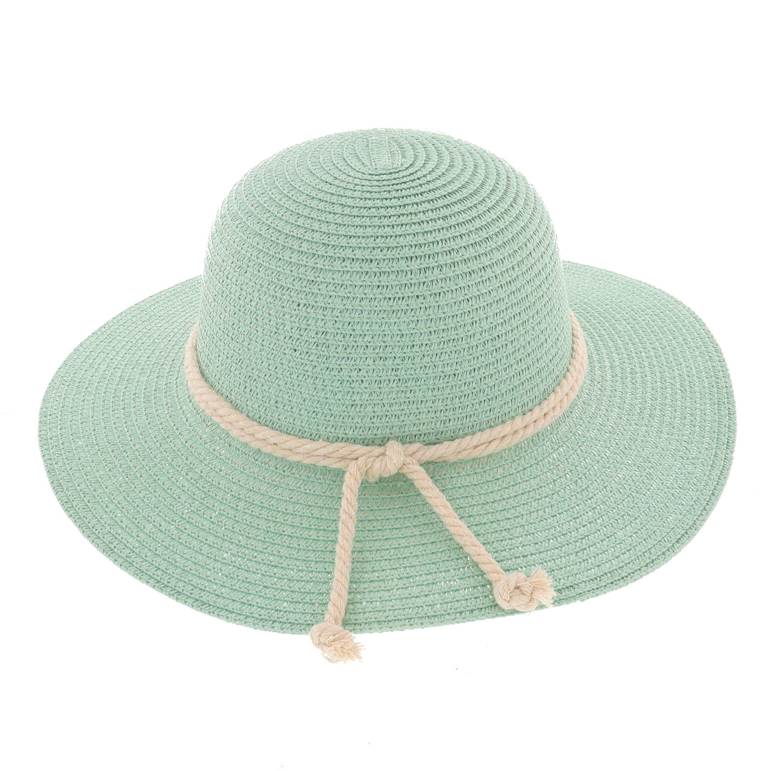 Ladies Summer Straw Wide Brim Sun Hat in Turquoise
