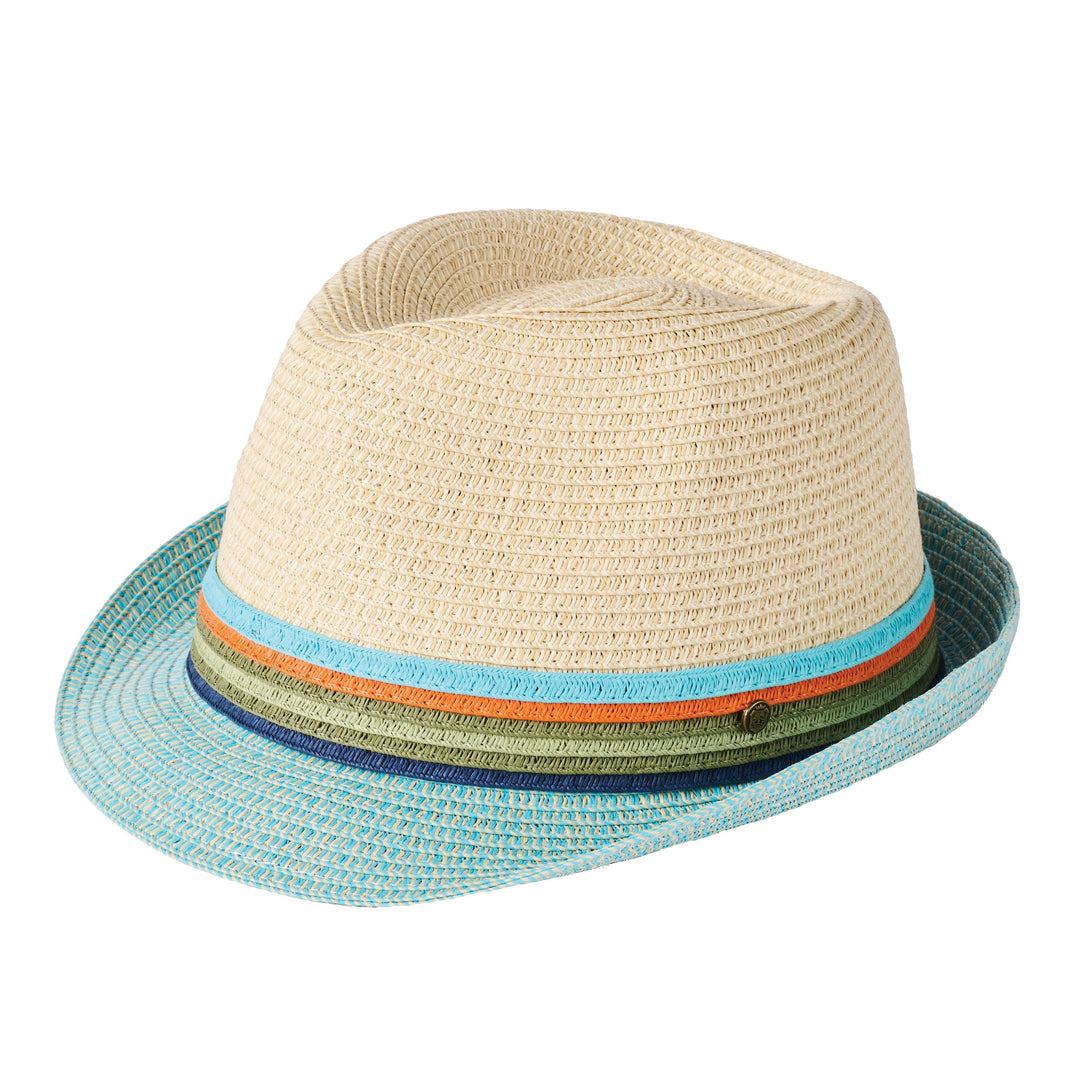 Failsworth Seville Summer Straw Trilby Hat with Aqua Brim