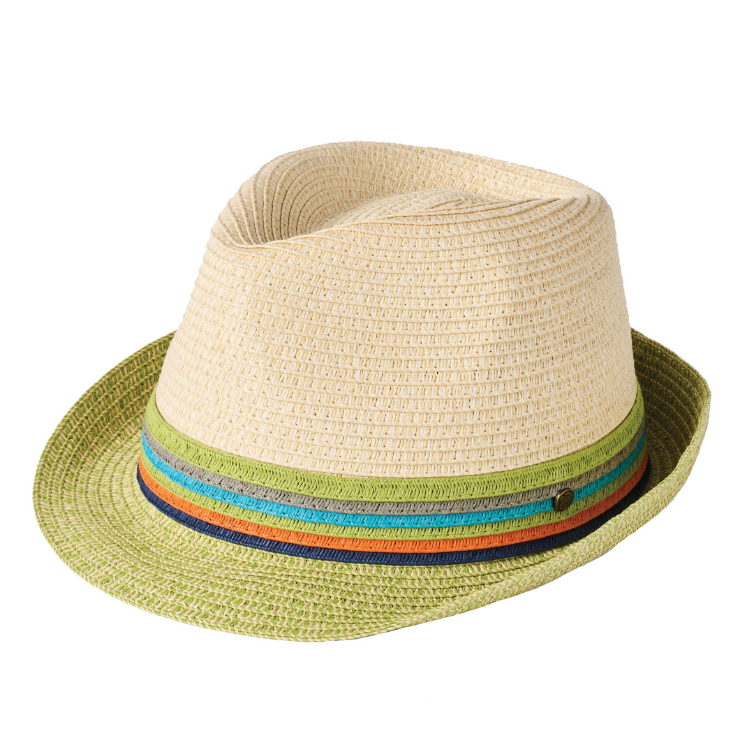 Failsworth Seville Summer Straw Trilby Hat with Green Brim