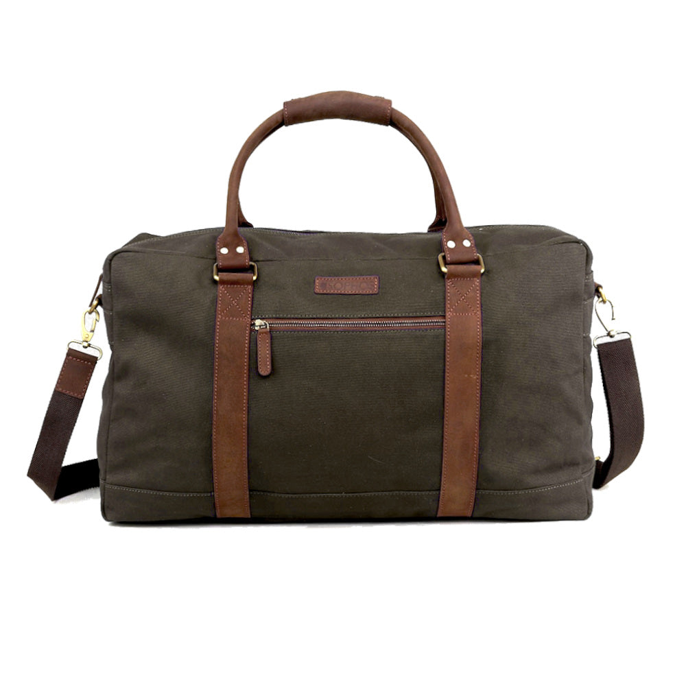 Waxed Canvas Holdall In Olive