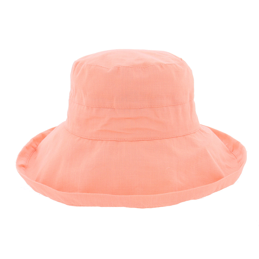 Ladies Wide Brim 100% Cotton Sun Hat in Salmon