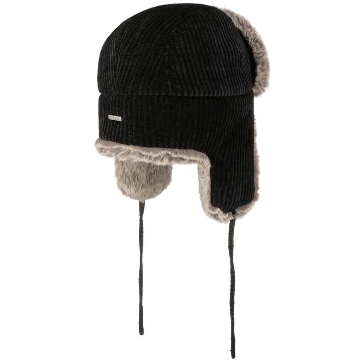 Stetson Corduroy Bomber Aviator Hat Black