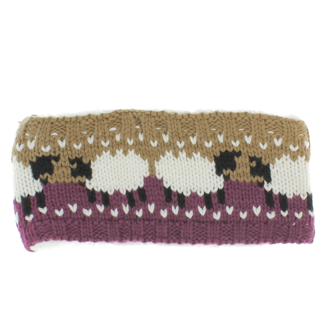 Purple Sheep Headband With Soft Sherpa Fleece Lining