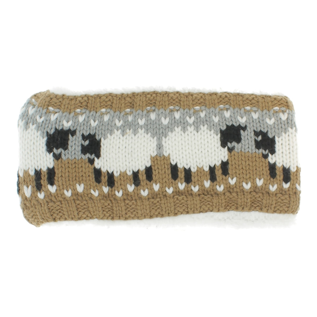 Beige Sheep Headband With Soft Sherpa Fleece Lining