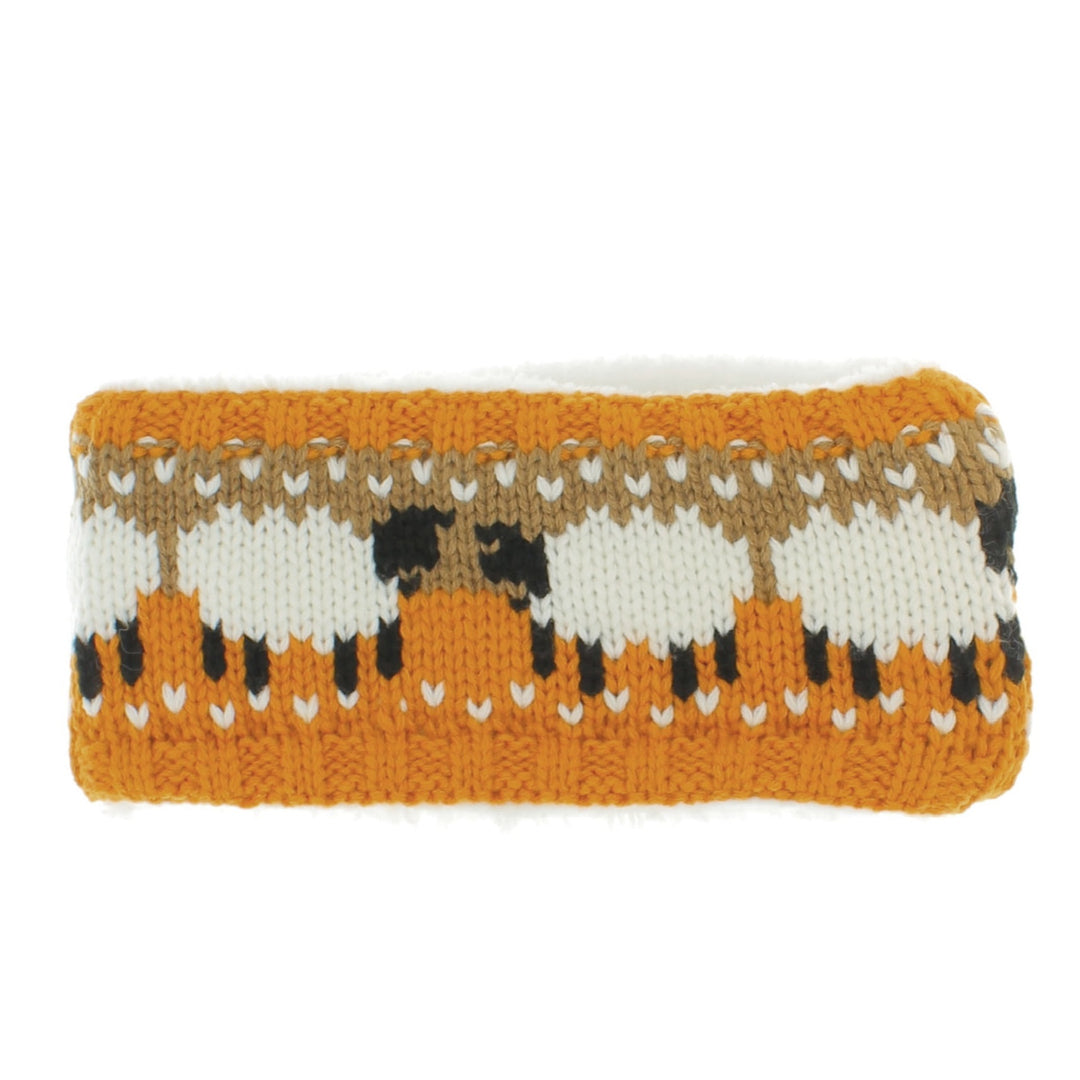 Orange Sheep Headband With Soft Sherpa Fleece Lining