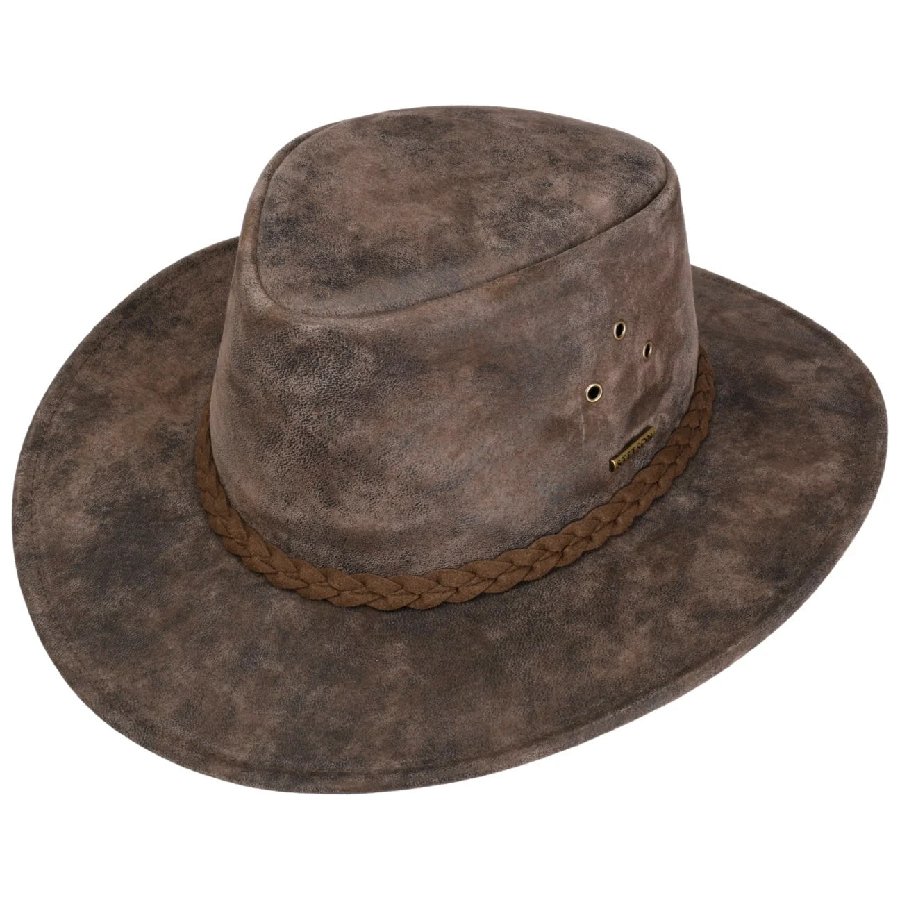 Stetson Pigskin Leather Western Outback Hat With Chin Strap