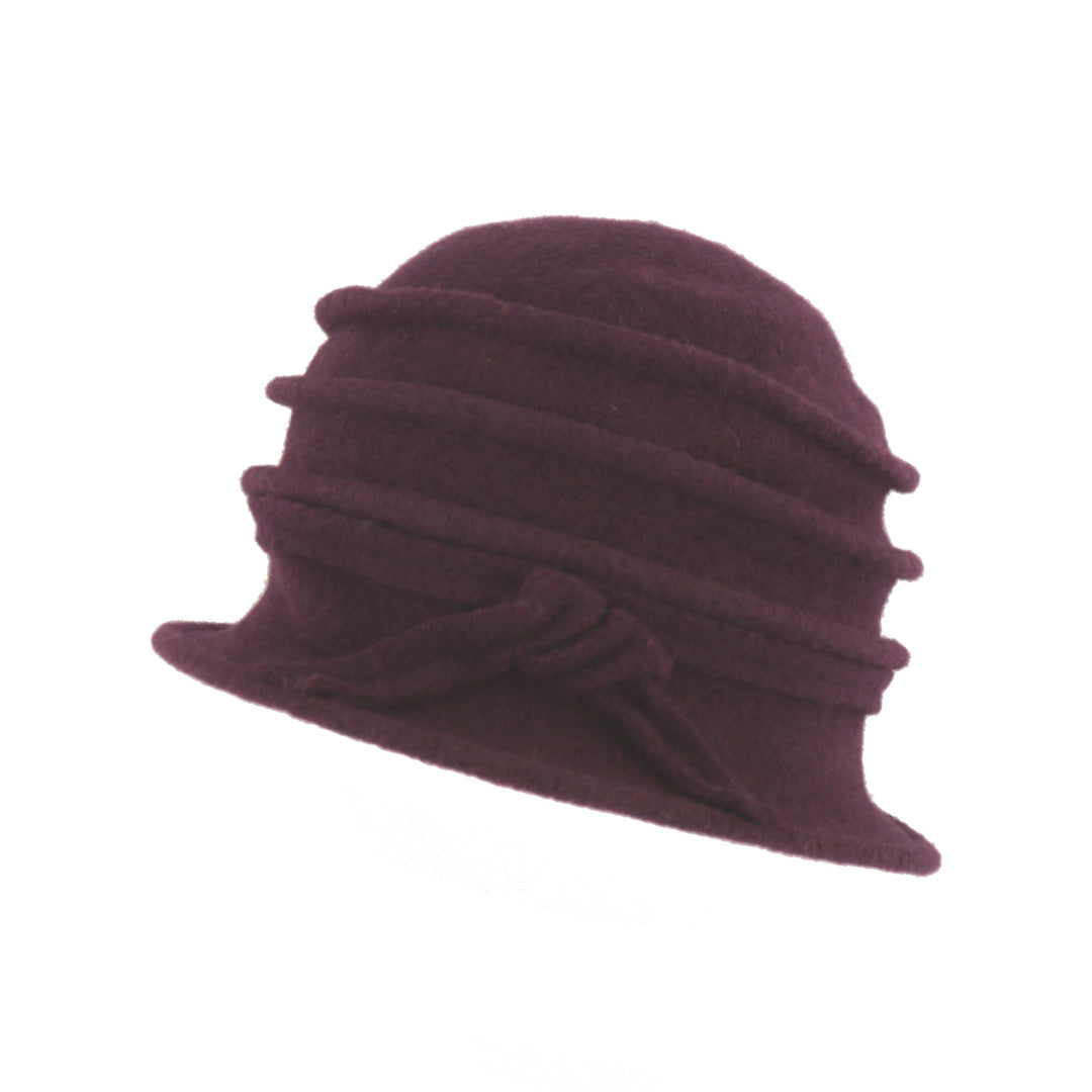 Blackcurrent Ribbed Twist Wool Pull On Cloche
