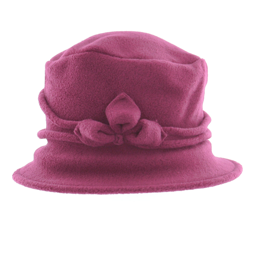 Super Soft Fleece Cloche With Piping & Bow Detail in Wine