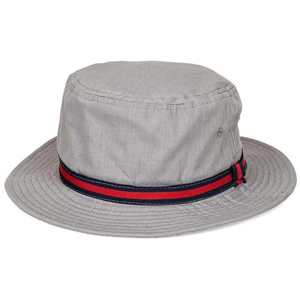 Grey Sun Hat With Stripe Band