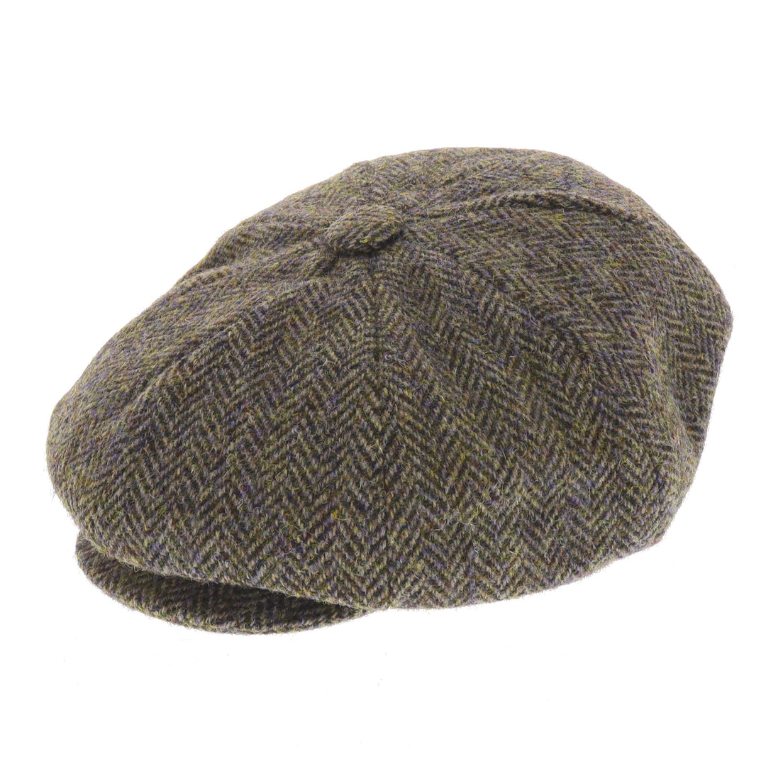 Glen Appin Harris Tweed Wool Bakerboy Cap Multi Herringbone