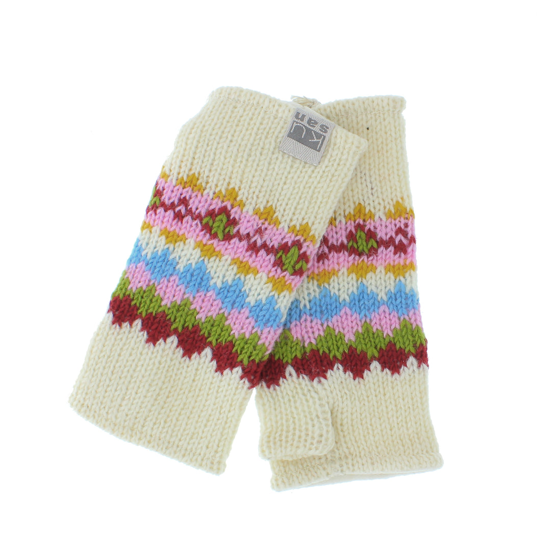 Kusan Fingerless Gloves / Handwarmers 100% Wool White (PK1605)