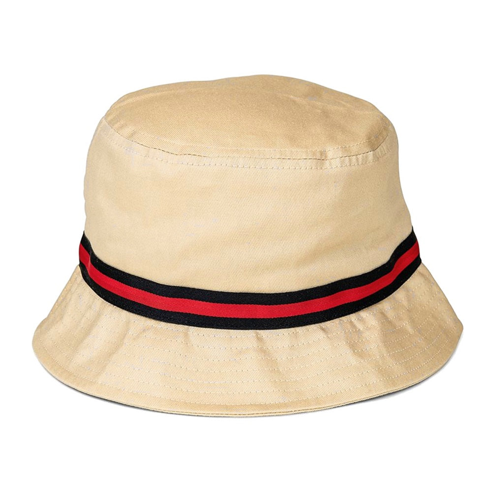 Cotton Bucket Sun Hat With Red Stripe Band